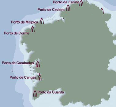 Mapa de localización de Rederas en Galicia